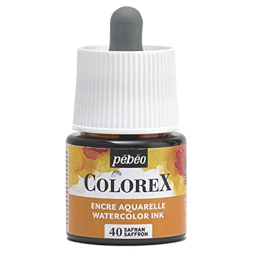 Pébéo - Colorex Tinte 45 ML Safran - Colorex Aquarell Tinte Pébéo - Safran Tinte mit samtigem Finish - Zeichentusche Multi-Tool Alle Medien - 45 ML - Safran von Pebeo