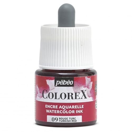 Pébéo - Colorex Tinte 45 ML Türkisch Rot - Colorex Aquarell Tinte Pébéo - Türkisch Rot Tinte mit samtigem Finish - Zeichentusche Multi-Tool Alle Medien - 45 ML - Türkisch Rot von Pebeo