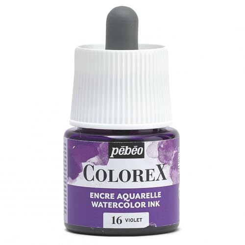 Pébéo - Colorex Tinte 45 ML Violett - Colorex Aquarell Tinte Pébéo - Violett Tinte mit samtigem Finish - Zeichentusche Multi-Tool Alle Medien - 45 ML - Violett von Pebeo