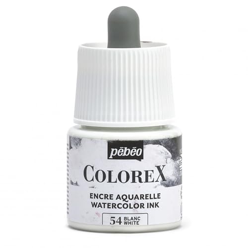 Pébéo - Colorex Tinte 45 ML Weiß - Colorex Aquarell Tinte Pébéo - Weiß Tinte mit samtigem Finish - Zeichentusche Multi-Tool Alle Medien - 45 ML - Weiß von Pebeo