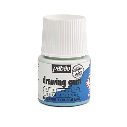 Pébéo - Drawing Gum - Gummi Flüssigkeit zum Malen Abziehbar - Gummi für das Maskieren für Tinte, Aquarellfarben, Gouache - 45 ml Flakon, 033000, Blau von Pebeo