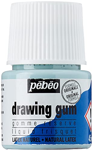 Pébéo - Drawing Gum - Gummi Flüssigkeit zum Malen Abziehbar - Gummi für das Maskieren für Tinte, Aquarellfarben, Gouache - 45 ml Flakon, 033000, Blau von Pebeo