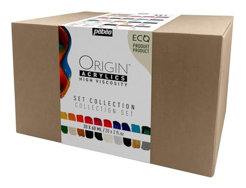 Pébéo - Origin Acrylics - Set Collection 20x60 ml - Ökologisch hergestellte Acrylfarbe - Matte Oberfläche - Bindemittel 100% recycelt - 96% Rohstoffe aus Europa - 20 Farben im Sortiment von Pebeo