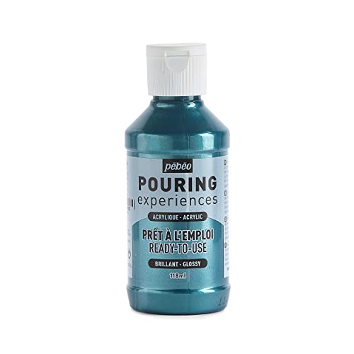 Pébéo Pouring Experiences Acrylfarbe zum Gießen-Gebrauchsfertig und Vorgemischt-Ideal für Fluid Art, acryl, Kobaltblau Metallic, 118 ml, 118 Milliliter von Pebeo