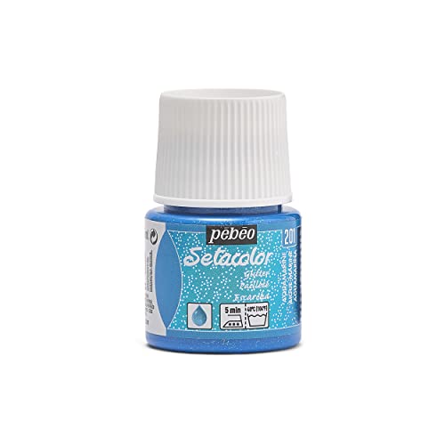 Pebeo Setacolor Light Glitter Stofffarbe, 45 ml, Aquamarin, Aquamarin von Pebeo