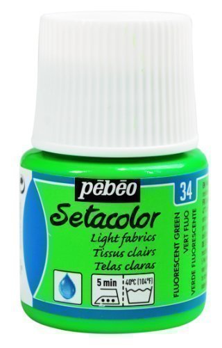 Pebeo - Setacolor Stofffarbe 45ml Flasche / Helle Stoffe Fluoreszierende Reihe - Fluoreszierend Grün von Pebeo