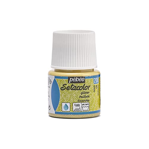 Pebeo Setacolor Textilfarbe, Glitzer, 45 ml, Gold, von Pebeo