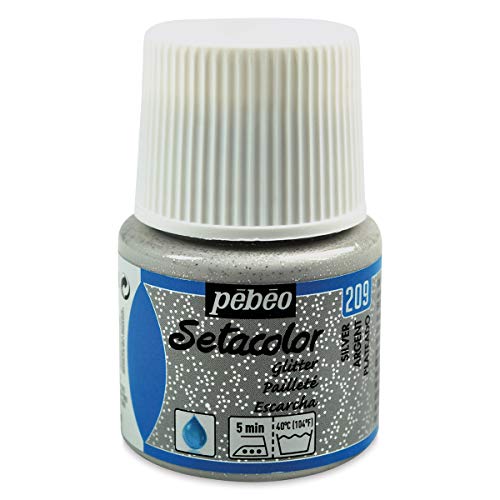 Pebeo Setacolor Textilfarbe/Stoffmalfarbe, mit Glitzereffekt, 45 ml, silberfarben von Pebeo