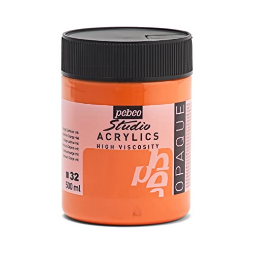 Pébéo Studio Acrylfarbe, 500 ml, Kadmiumorange, 171032, Imitation Kadmium Orange von Pebeo