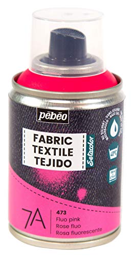 Pébéo - Textilfarbe Spray für Textilien 7A Spray - Natürliche und synthetische Stoffe - Auf Wasserbasis - Lösungsmittelfrei - Waschmaschinenfest - Sprühfarbe für Textilgestaltung - Neon Rosa von Pebeo