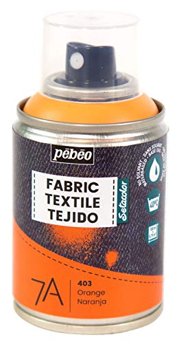 Pébéo - Textilfarbe Spray für Textilien 7A Spray - Natürliche und synthetische Stoffe - Auf Wasserbasis - Lösungsmittelfrei - Waschmaschinenfest - Sprühfarbe für Textilgestaltung - Orange von Pebeo