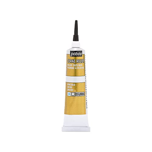 Pebeo Vitrail Cerne Relief Glasmalfarbe/Konturenpaste, Tube mit Tülle, Blasses Gold von Pebeo