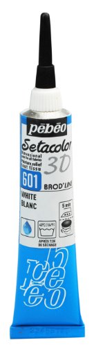 Stofffarbe Setacolor 3D Brod'Line Weiß 20ml Pebeo von Pebeo