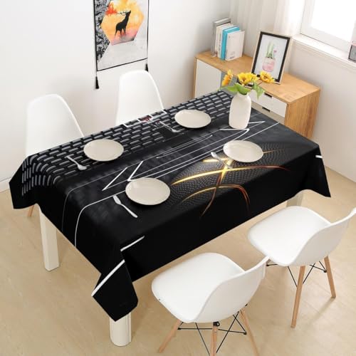 Pechiwuo Tischdecke Outdoor Basketball Wetterfest Tischdecke Abwaschbar 3D Schwarz Tischdecken Polyester Wasserdicht Tischwäsche für Garten Home Küche Speisetisch, 100x140 cm 4215v Pechiwuo Tischdecke Outdoor Basketball Wetterfest Tischdecke Abwaschbar 3D Schwarz Tischdecken Polyester Wasserdicht Tischwäsche für Garten Home Küche Speisetisch, 100x140 cm 4215v von Pechiwuo