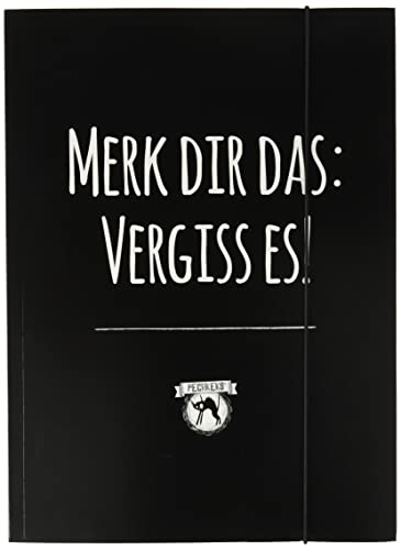 Pechkeks Sammelmappe A4 mit Spruch „Merk Dir Das: Vergiss es!“ für DIN A4 geeignet, mit Gummizug, schwarz, 8201031 von Pechkeks