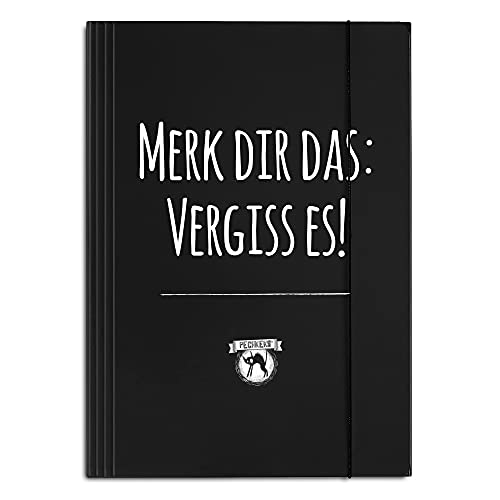 Pechkeks Sammelmappe A4 mit Spruch „Merk Dir das“ für DIN A4 geeignet, mit Gummizug, schwarz, 8201030 von Pechkeks