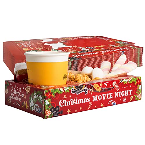 20 Stück WeihnachtsPartyZubehör Filmnacht PapierSnackTabletts Xmas Party Dekorationen Film Nacht Party Weihnachten Geburtstag Party Gastgeschenke Party Schneemann Familie Film Popcorn & Getränke von Pecopcock