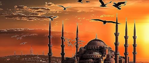 5D DIY Diamond Painting, Istanbul Diamond Painting XXL Erwachsene Groß 30x70cm, Diamond Art Sonnenuntergang Diamant Painting Bilder Kinder Anfänger, Dimondpaintin Geschenke für Frauen, Wand Deko von Peepezo