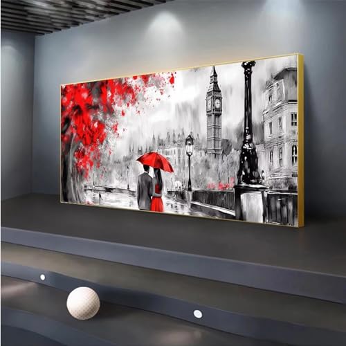 5D DIY Diamond Painting, London Diamond Painting XXL Erwachsene Groß 30x70cm, Diamond Art Roter Regenschirm Diamant Painting Bilder Kinder Anfänger, Dimondpaintin Geschenke für Frauen, Wand Deko von Peepezo