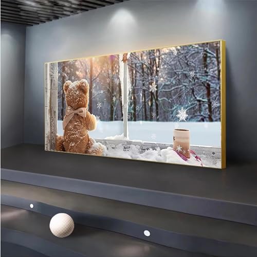 5D DIY Diamond Painting, Teddybär Diamond Painting XXL Erwachsene Groß 50x115cm, Diamond Art Winterfenster Diamant Painting Bilder Kinder Anfänger, Dimondpaintin Geschenke für Frauen, Wand Deko von Peepezo