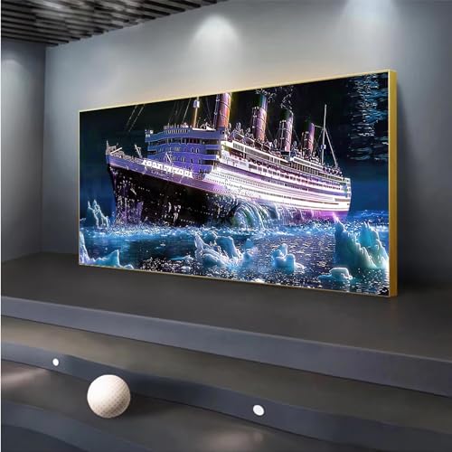 5D DIY Diamond Painting, Titanic Diamond Painting XXL Erwachsene Groß 30x70cm, Diamond Art Eisberg Diamant Painting Bilder Kinder Anfänger, Dimondpaintin Crystal Arts, Geschenke für Frauen, Wand Deko von Peepezo