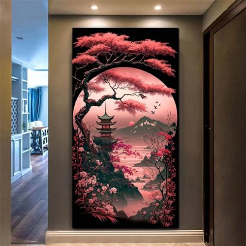 5D DIY Diamond Painting Rot-Ahorn Diamond Painting XXL Erwachsene Groß 50x115cm Diamond Art Tempel Diamant Painting Bilder Kinder Anfänger Dimondpaintin Crystal Arts Geschenke für Frauen Wand Deko von Peepezo