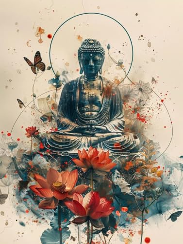 Blume Diamond Painting Buddha Diamond Painting Erwachsene Groß XXL 80x100cm Vollbohrer Diamanten Malerei Bilder Stickerei Bastelset Erwachsene Kinder Anfänger Home Wand Deko Geschenk für Frauen -74g3r von Peepezo