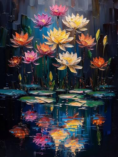 Blume Diamond Painting Erwachsene, Lotus Diamond Painting Kinder Anfänger DIY 5D Diamant Kunst Stickerei Kreuzstich Bilder Bastelset, Deko Wohnzimmer, Geburtstagsgeschenk für Frauen 50x70cm -12gEc von Peepezo