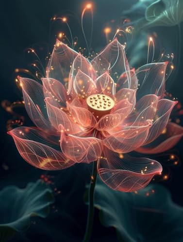 Blume Diamond Painting Erwachsene, Lotus Diamond Painting Kinder Anfänger DIY 5D Diamant Kunst Stickerei Kreuzstich Bilder Bastelset, Deko Wohnzimmer, Geburtstagsgeschenk für Frauen 80x110cm -16h4c von Peepezo