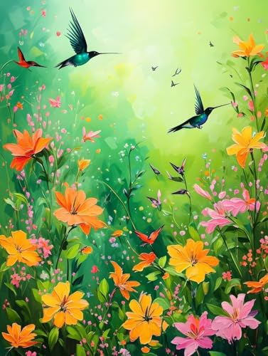 Blume Diamond Painting Erwachsene, Vogel Diamond Painting Kinder Anfänger DIY 5D Diamant Kunst Stickerei Kreuzstich Bilder Bastelset, Deko Wohnzimmer, Geburtstagsgeschenk für Frauen 30x40cm -10s5r von Peepezo