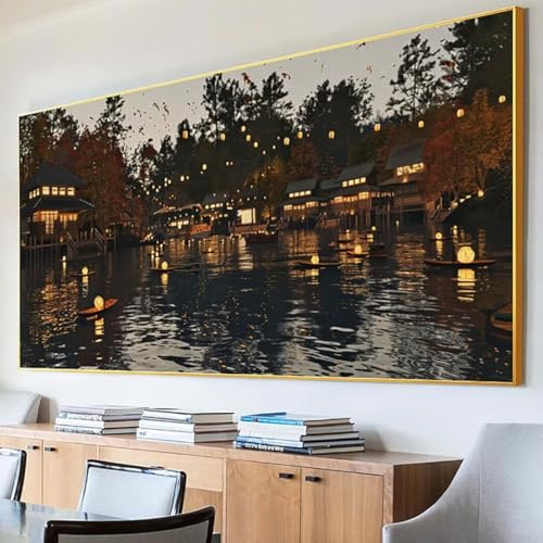 DIY 5D Diamond Painting Erwachsene Architektur Diamant Painting Bilder, Nachtansicht Diamond Painting Set, 5D Diamond Painting 50x100cm Stickerei Kreuzstich Basteln Erwachsene für Wandzimmer Deko J-O von Peepezo