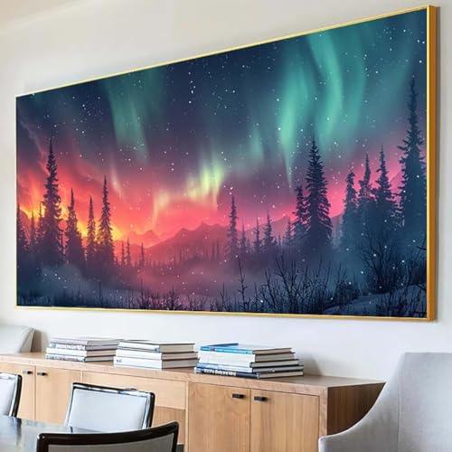 DIY 5D Diamond Painting Erwachsene Aurora Diamant Painting Bilder, Landschaft Diamond Painting Set, 5D Diamond Painting 40x80cm Stickerei Kreuzstich Basteln Erwachsene für Zimmer Deko Aesthetic G-6 von Peepezo