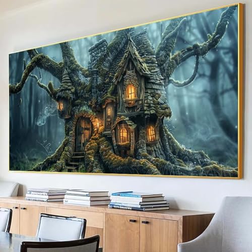 DIY 5D Diamond Painting Erwachsene Baum Diamant Painting Bilder, Baumhaus Diamond Painting Set, 5D Diamond Painting 100x200cm Stickerei Kreuzstich Basteln Erwachsene für Zimmer Deko Aesthetic J-H von Peepezo