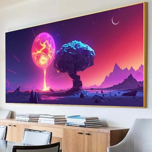 DIY 5D Diamond Painting Erwachsene Baum Diamant Painting Bilder, Mond Diamond Painting Set, 5D Diamond Painting 100x200cm Stickerei Kreuzstich Basteln Erwachsene für Zimmer Deko Aesthetic Geschenk M-Y von Peepezo