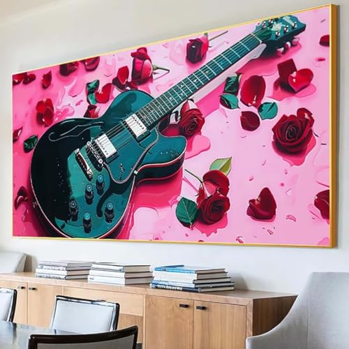 DIY 5D Diamond Painting Erwachsene Blume Diamant Painting Bilder, Gitarre Diamond Painting Set, 5D Diamond Painting 30x60cm Stickerei Kreuzstich Basteln Erwachsene für Wandzimmer Deko Geschenk J-2 von Peepezo