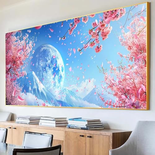 DIY 5D Diamond Painting Erwachsene Blume Diamant Painting Bilder, Mond Diamond Painting Set, 5D Diamond Painting 100x200cm Stickerei Kreuzstich Basteln Erwachsene für Wandzimmer Deko Geschenk 0-W von Peepezo