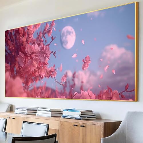 DIY 5D Diamond Painting Erwachsene Blume Diamant Painting Bilder, Mond Diamond Painting Set, 5D Diamond Painting 30x60cm Stickerei Kreuzstich Basteln Erwachsene für Zimmer Deko Aesthetic Geschenk 0-T von Peepezo