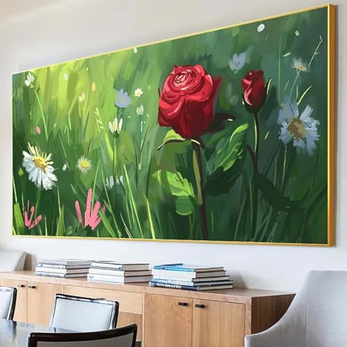 DIY 5D Diamond Painting Erwachsene Blume Diamant Painting Bilder, Rose Diamond Painting Set, 5D Diamond Painting 100x200cm Stickerei Kreuzstich Basteln Erwachsene für Wandzimmer Deko Geschenk G-8 von Peepezo