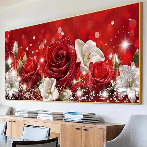 DIY 5D Diamond Painting Erwachsene Blume Diamant Painting Bilder, Rose Diamond Painting Set, 5D Diamond Painting 30x60cm Stickerei Kreuzstich Basteln Erwachsene für Zimmer Deko Aesthetic Geschenk 9-9 von Peepezo