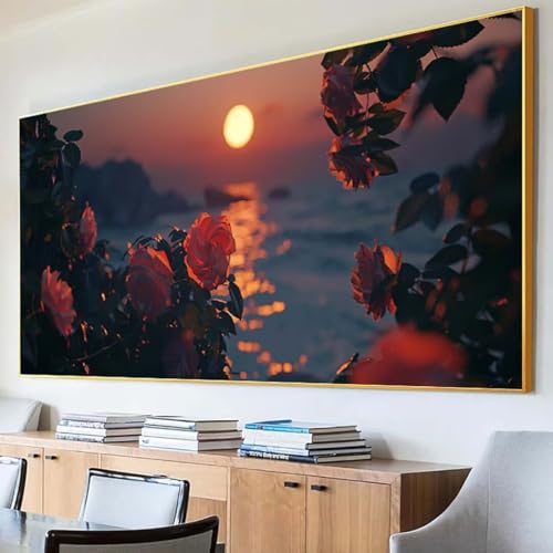 DIY 5D Diamond Painting Erwachsene Blume Diamant Painting Bilder, Sonnenuntergang Diamond Painting Set, 5D Diamond Painting 100x200cm Stickerei Kreuzstich Basteln Erwachsene für Wandzimmer Deko 9-B von Peepezo