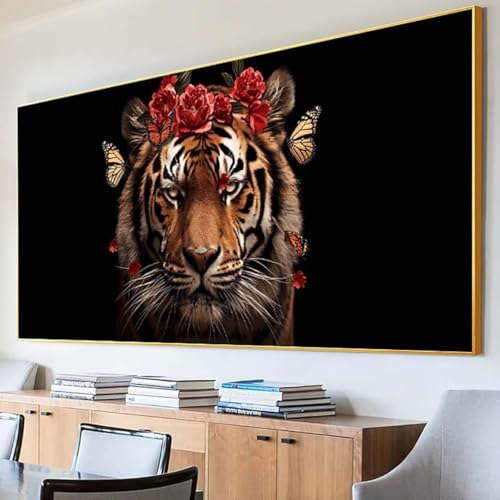 DIY 5D Diamond Painting Erwachsene Blume Diamant Painting Bilder, Tiger Diamond Painting Set, 5D Diamond Painting 30x60cm Stickerei Kreuzstich Basteln Erwachsene für Zimmer Deko Aesthetic Geschenk D-J von Peepezo