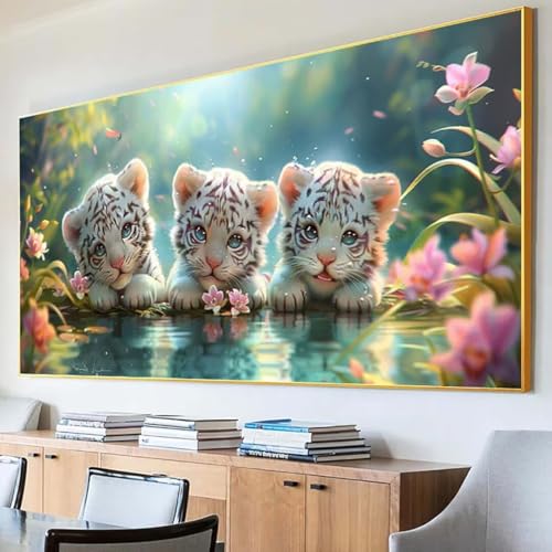 DIY 5D Diamond Painting Erwachsene Blume Diamant Painting Bilder, Tiger Diamond Painting Set, 5D Diamond Painting 60x120cm Stickerei Kreuzstich Basteln Erwachsene für Wandzimmer Deko Geschenk U-T von Peepezo