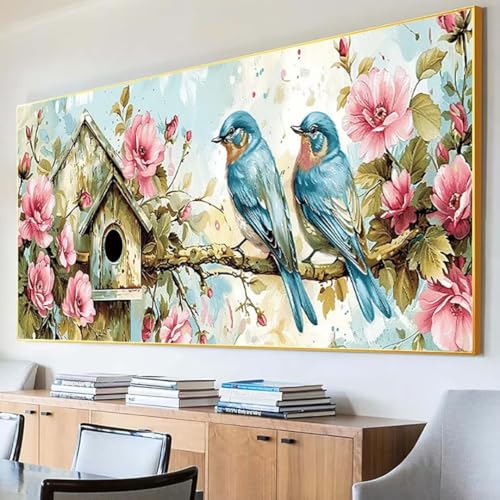 DIY 5D Diamond Painting Erwachsene Blume Diamant Painting Bilder, Vogel Diamond Painting Set, 5D Diamond Painting 100x200cm Stickerei Kreuzstich Basteln Erwachsene für Wandzimmer Deko Geschenk 9-0 von Peepezo