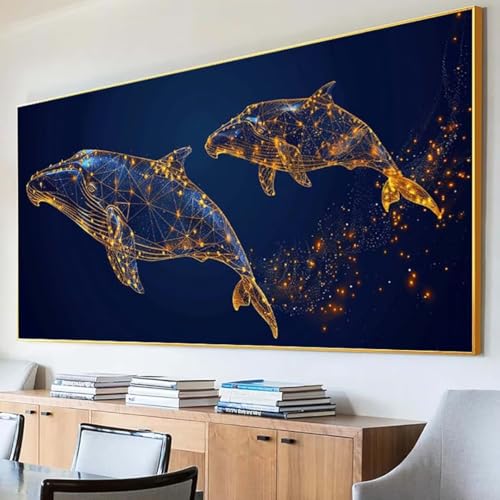 DIY 5D Diamond Painting Erwachsene Delphin Diamant Painting Bilder, Sternenhimmel Diamond Painting Set, 5D Diamond Painting 60x120cm Stickerei Kreuzstich Basteln Erwachsene für Wandzimmer Deko T-T von Peepezo