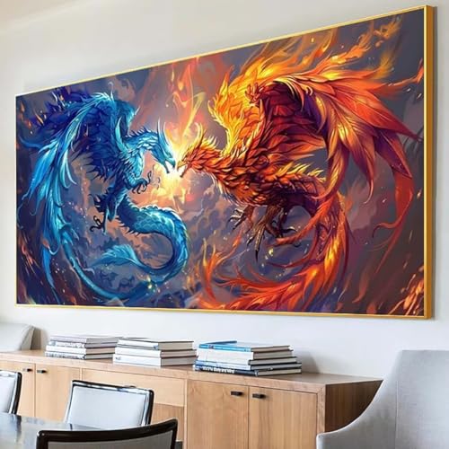 DIY 5D Diamond Painting Erwachsene Drachen Diamant Painting Bilder, Tier Diamond Painting Set, 5D Diamond Painting 60x120cm Stickerei Kreuzstich Basteln Erwachsene für Wandzimmer Deko Geschenk 8-8 von Peepezo