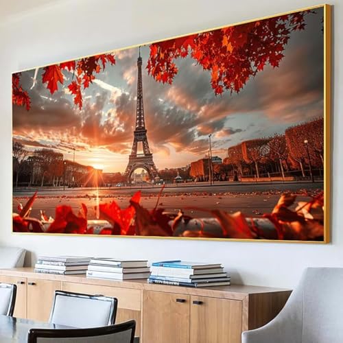 DIY 5D Diamond Painting Erwachsene Eiffelturm Diamant Painting Bilder, Blume Diamond Painting Set, 5D Diamond Painting 100x200cm Stickerei Kreuzstich Basteln Erwachsene für Zimmer Deko Aesthetic F-1 von Peepezo