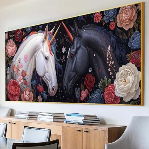 DIY 5D Diamond Painting Erwachsene Einhorn Diamant Painting Bilder, Blume Diamond Painting Set, 5D Diamond Painting 30x60cm Stickerei Kreuzstich Basteln Erwachsene für Wandzimmer Deko Geschenk 6-3 von Peepezo