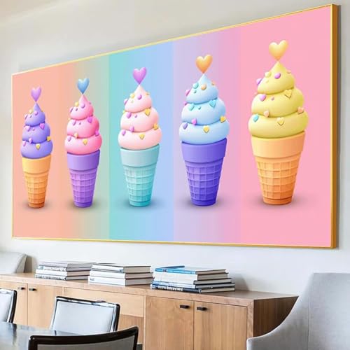 DIY 5D Diamond Painting Erwachsene Karikatur Diamant Painting Bilder, Eiscreme Diamond Painting Set, 5D Diamond Painting 50x100cm Stickerei Kreuzstich Basteln Erwachsene für Zimmer Deko Aesthetic 5-B von Peepezo