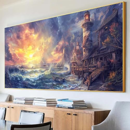 DIY 5D Diamond Painting Erwachsene Landschaft Diamant Painting Bilder, Meer Diamond Painting Set, 5D Diamond Painting 70x140cm Stickerei Kreuzstich Basteln Erwachsene für Zimmer Deko Aesthetic 2-2 von Peepezo