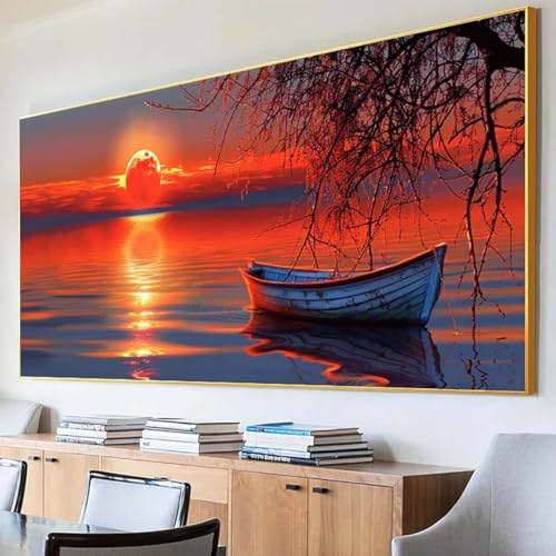 DIY 5D Diamond Painting Erwachsene Landschaft Diamant Painting Bilder, Sonnenuntergang Diamond Painting Set, 5D Diamond Painting 100x200cm Stickerei Kreuzstich Basteln Erwachsene für Zimmer Deko T-0 von Peepezo